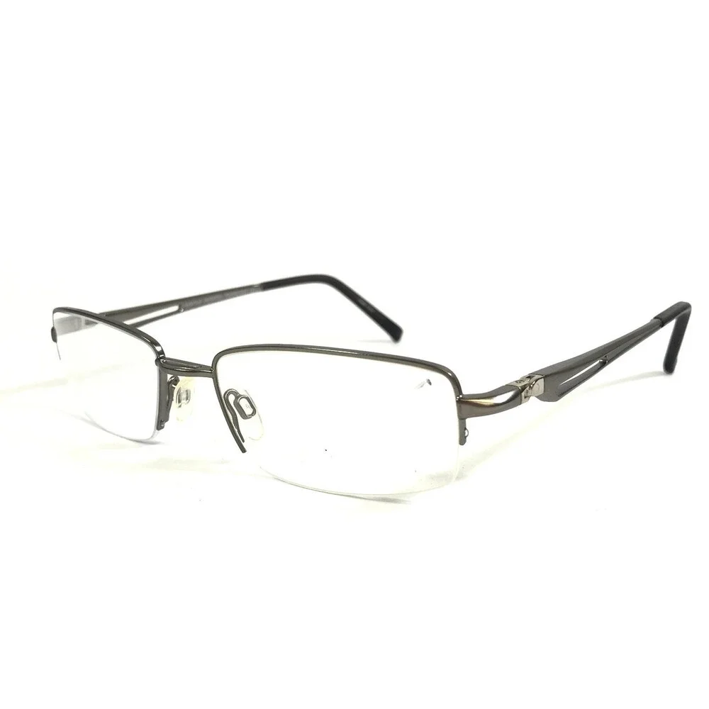 Easyclip Eyeglasses Frames EC118 20 Silver Rectangle with Clip-on 53-18-140